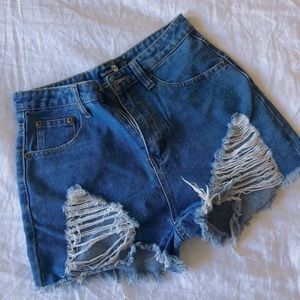 Boohoo High Waisted Ripped Shorts